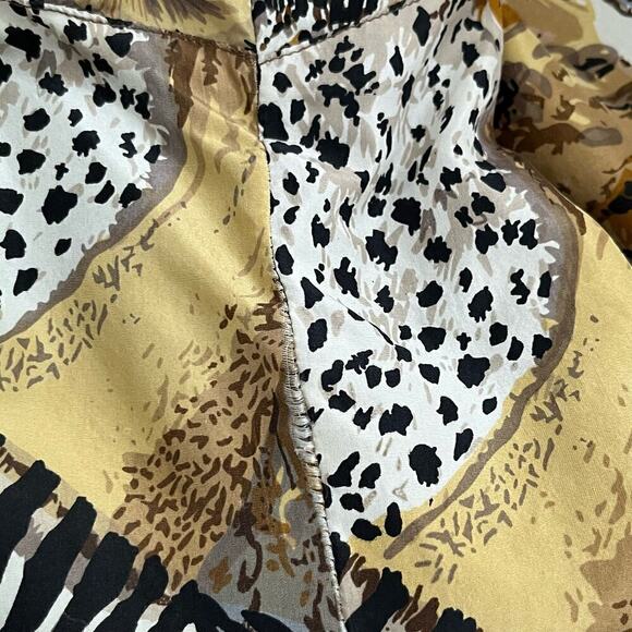 Vintage 80s Atlantic Beach 100% Silk Safari Animal Lightweight Bomber Jacket, XL - Picture 14 of 15